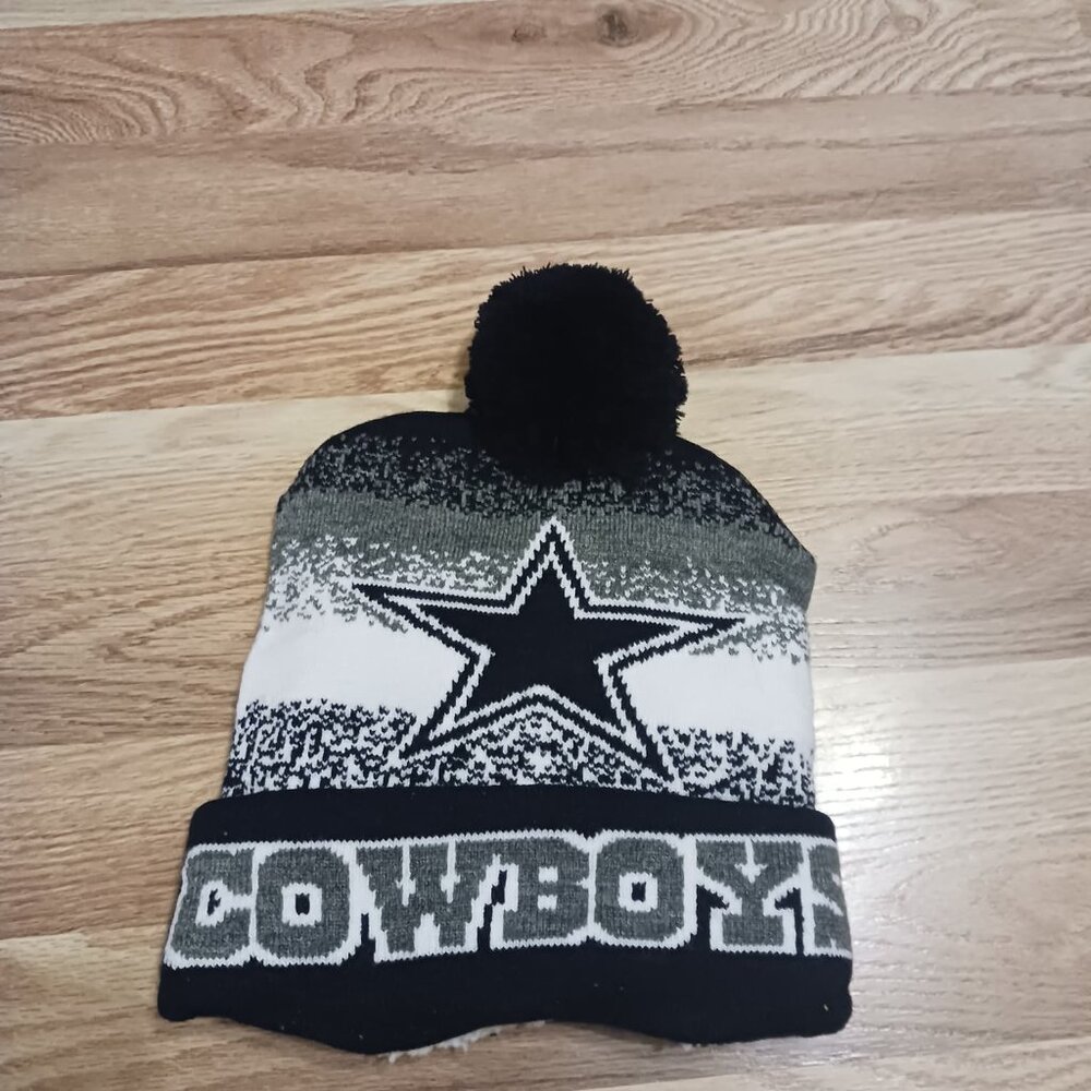 Dallas Cowboys flat logo black beanie cap hat. Custom Made